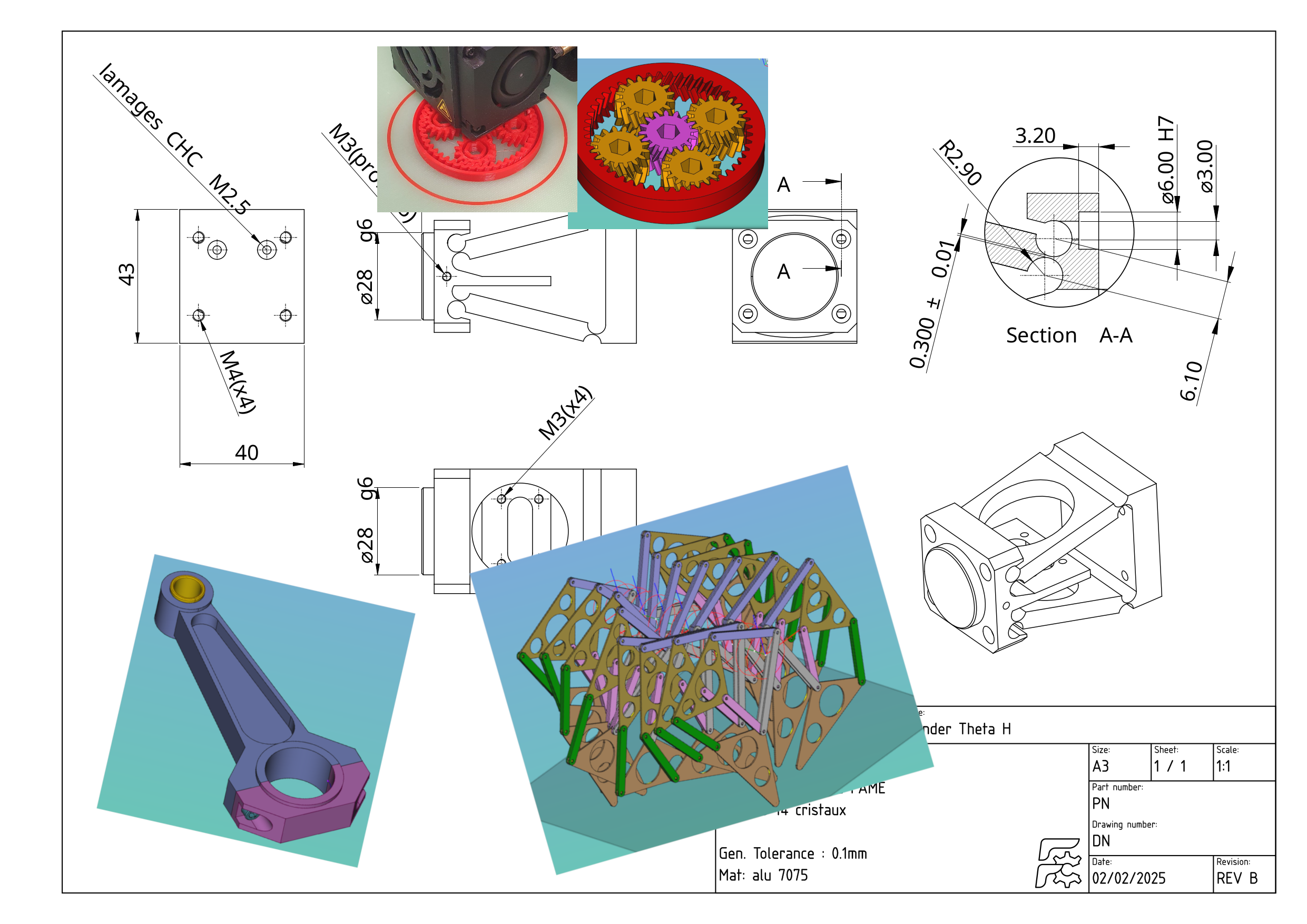 CAD drawings and mechanical models collage